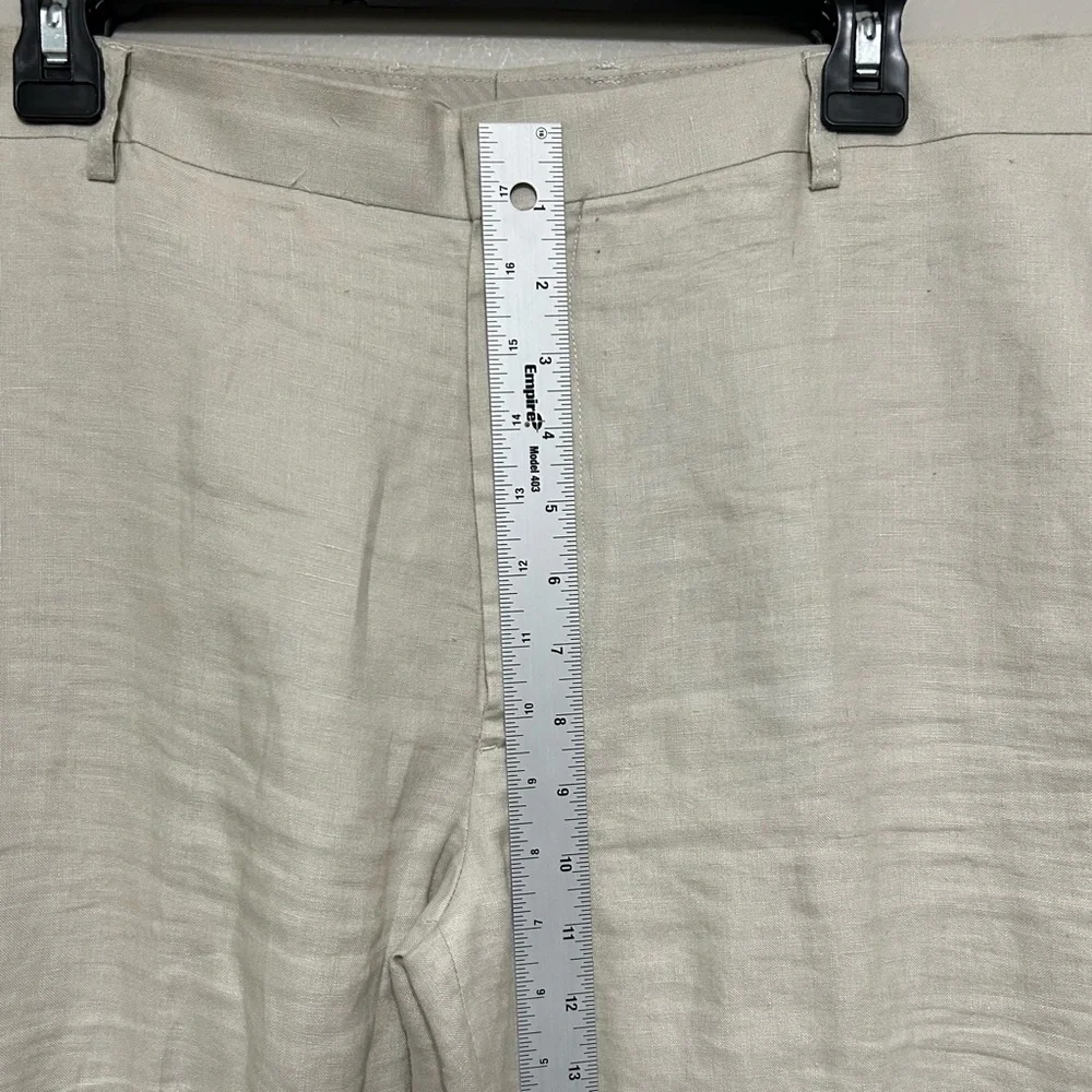 Havana Nines 100% Linen Dress Pants 40 Beige Tan Flat Front Casual‎ Resort Vacay